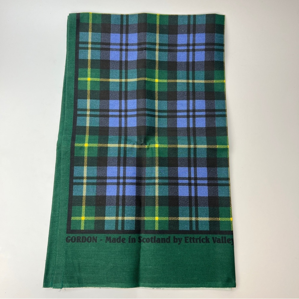 Clan Gordon Tartan Tea Towel Dish Towel Vintage Green and Blue Cotton